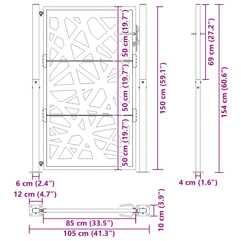 Garden Gate 100x150 cm Weathering Steel Light Design