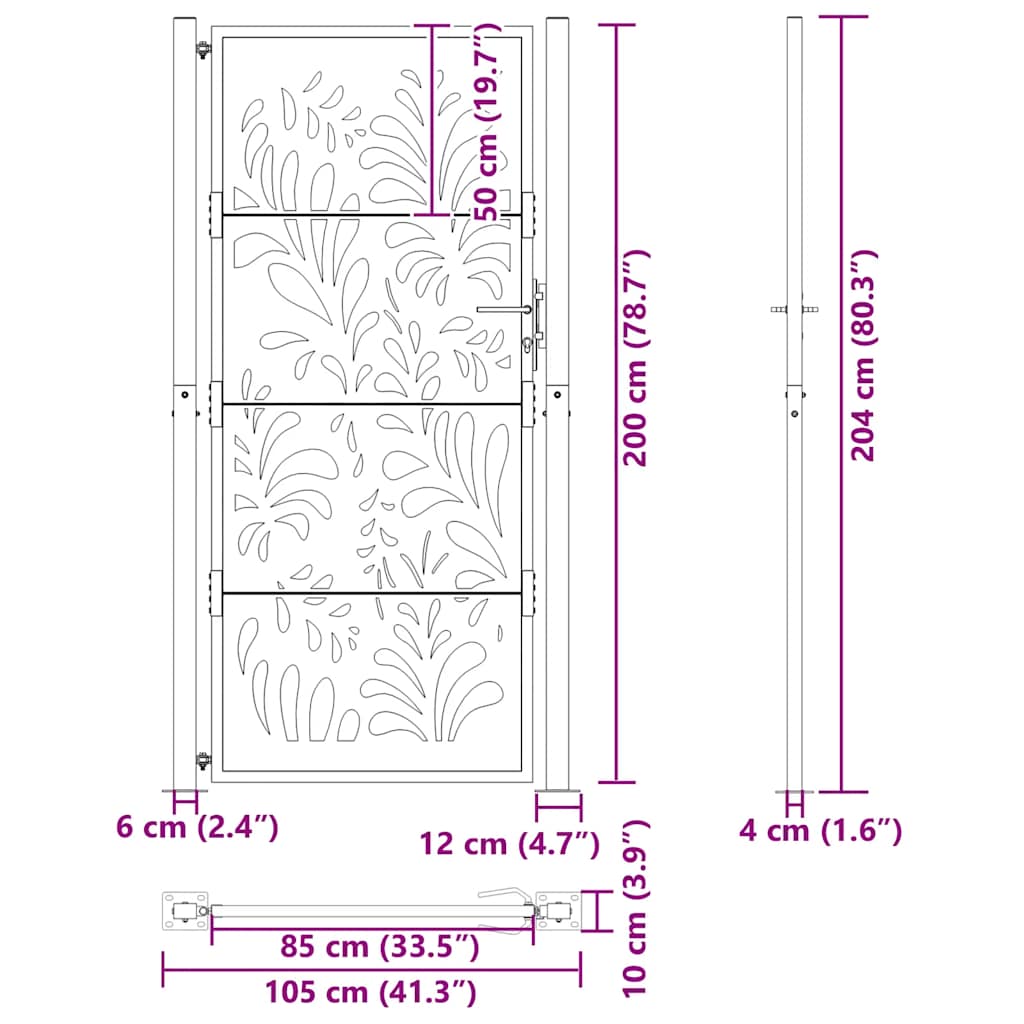 Garden Gate 100x200 cm Weathering Steel Wave Design