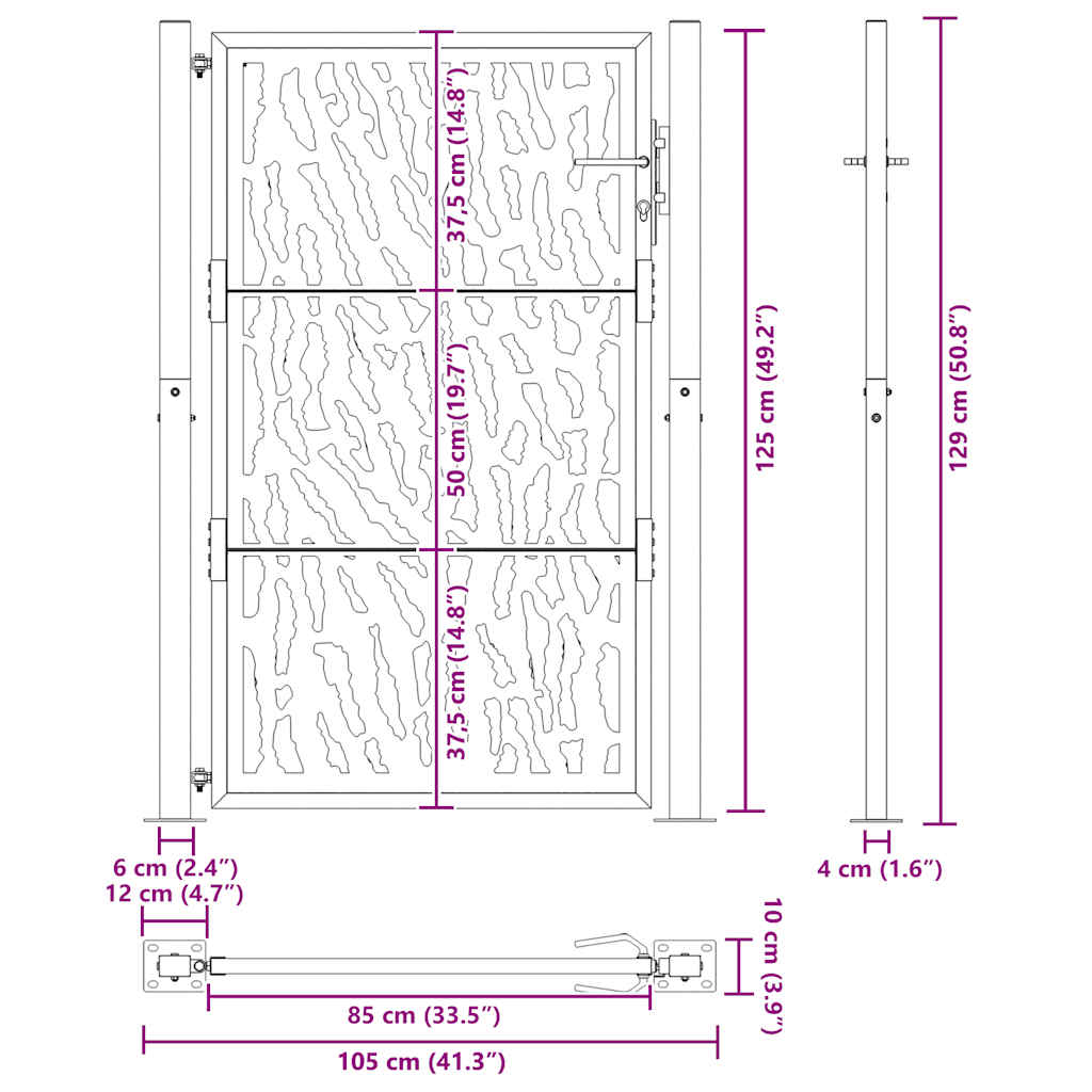 Garden Gate 100x125 cm Weathering Steel Trace Design