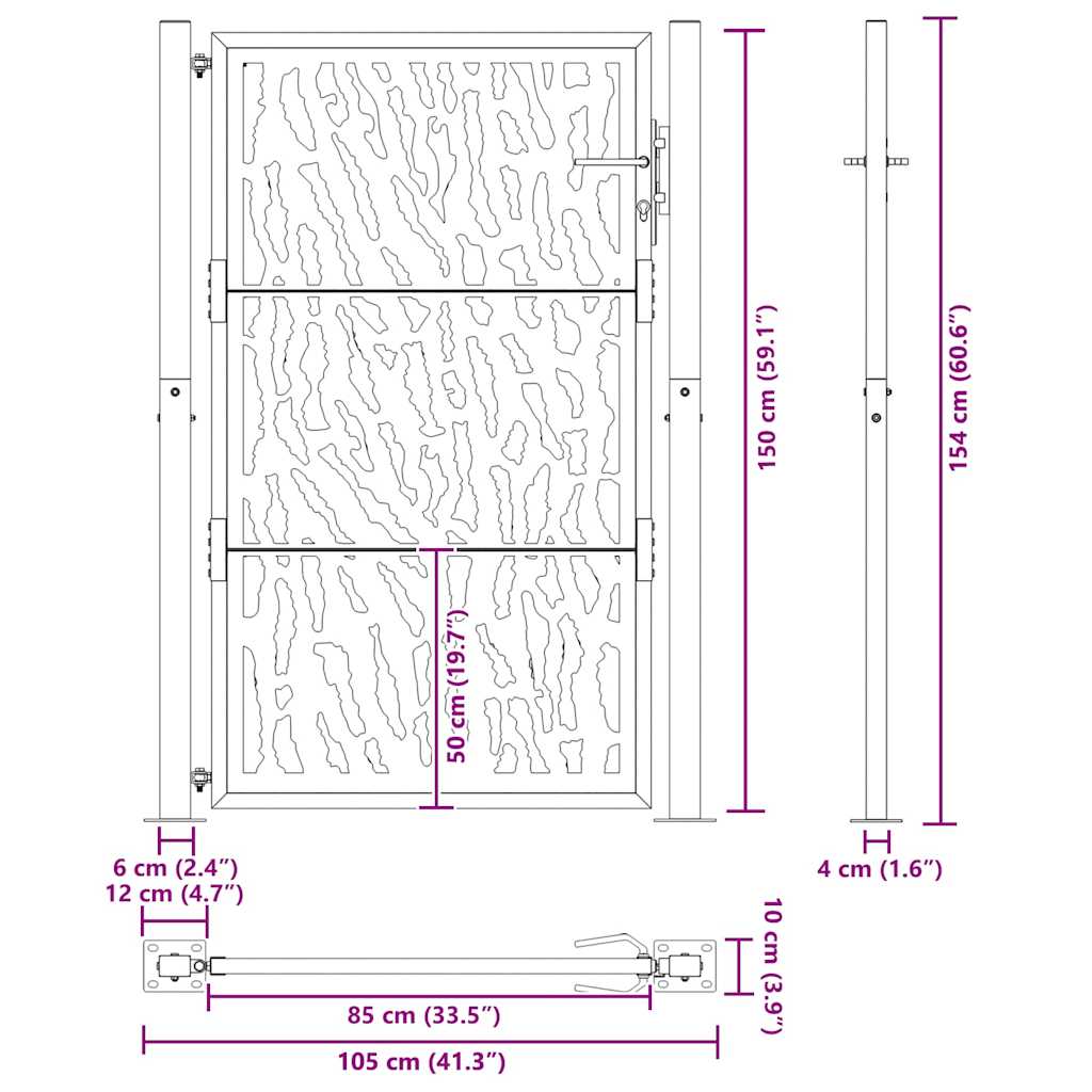 Garden Gate 100x150 cm Weathering Steel Trace Design