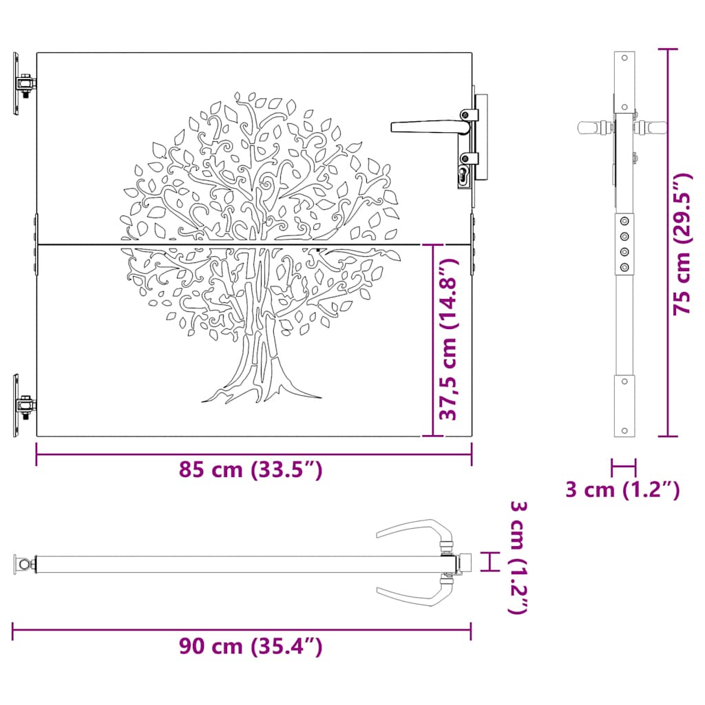 Garden Gate 100x200 cm Weathering Steel Trace Design