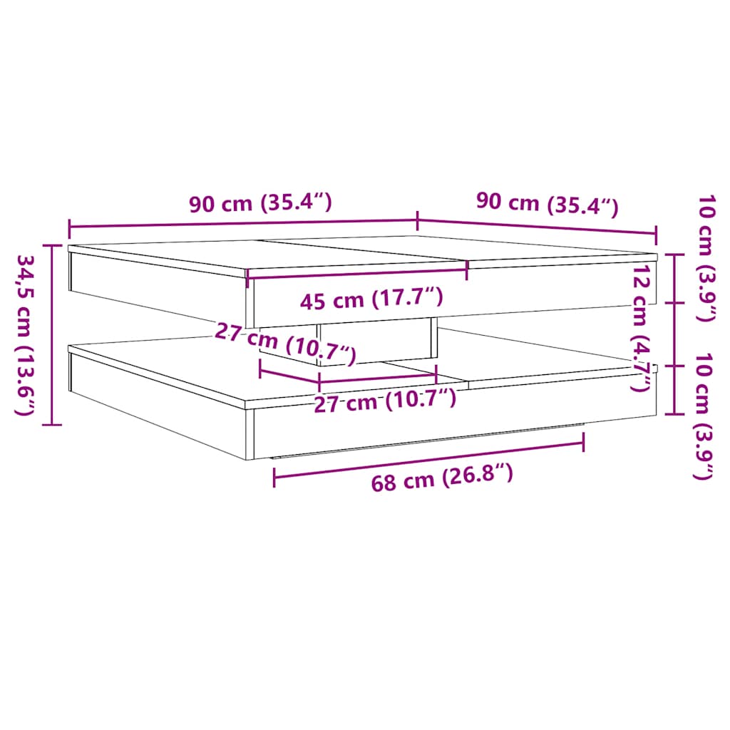 Coffee Table 360-Degree Rotatable Artisan Oak 90x90x34,5 cm