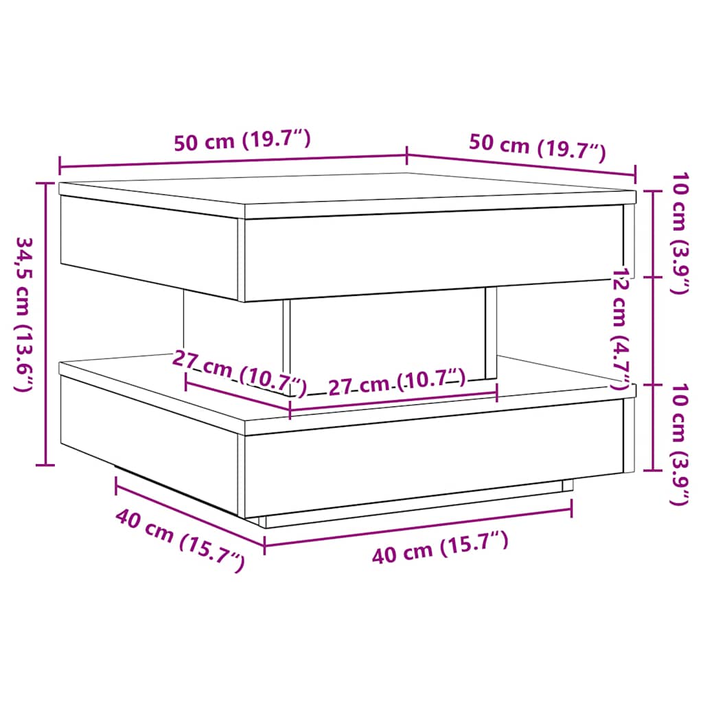 Coffee Table 360-Degree Rotatable White 50x50x34,5 cm