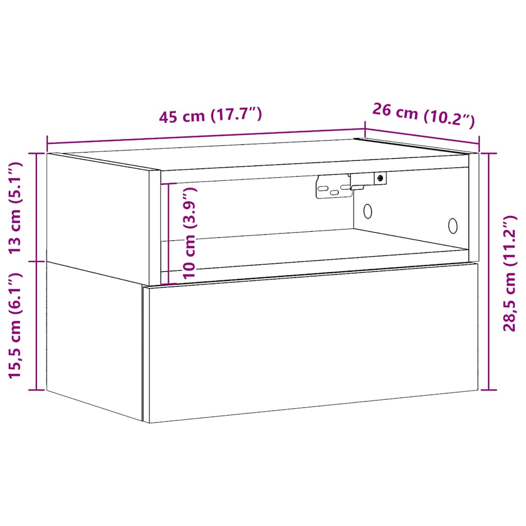 Wall-mounted Bedside Cabinets 2 pcs Sonoma Oak 45x26x28,5 cm