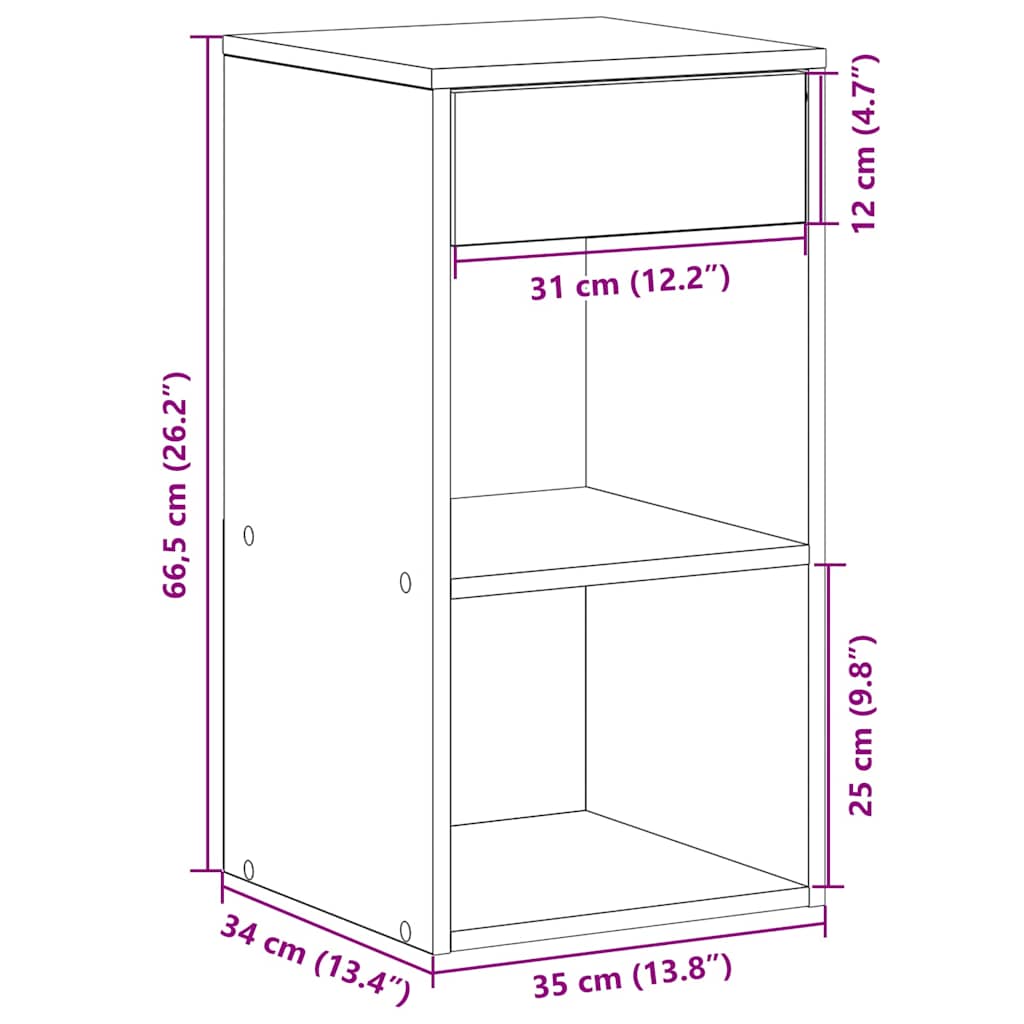 Bedside Cabinet with Drawer Black Oak 35x34x66,5 cm