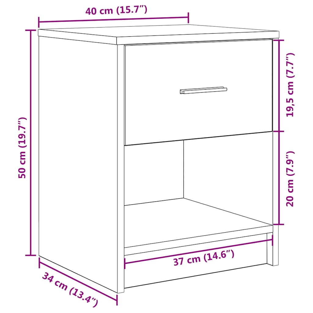 Bedside Cabinet with Drawer Smoked Oak 40x34x50 cm