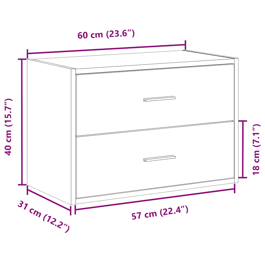 Cabinet with 2 Drawers Artisan Oak 60x31x40 cm Engineered Wood