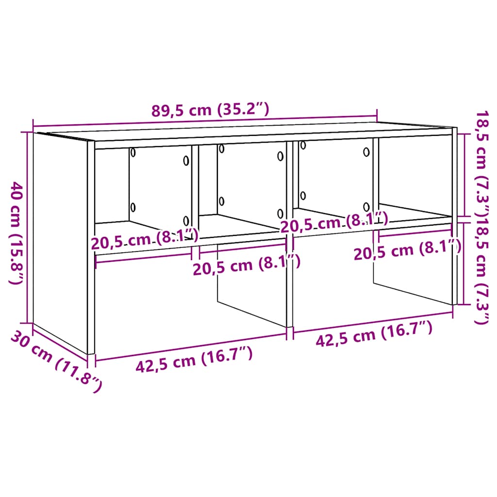Shoe Rack Stackable Black Oak 89,5x30x40 cm