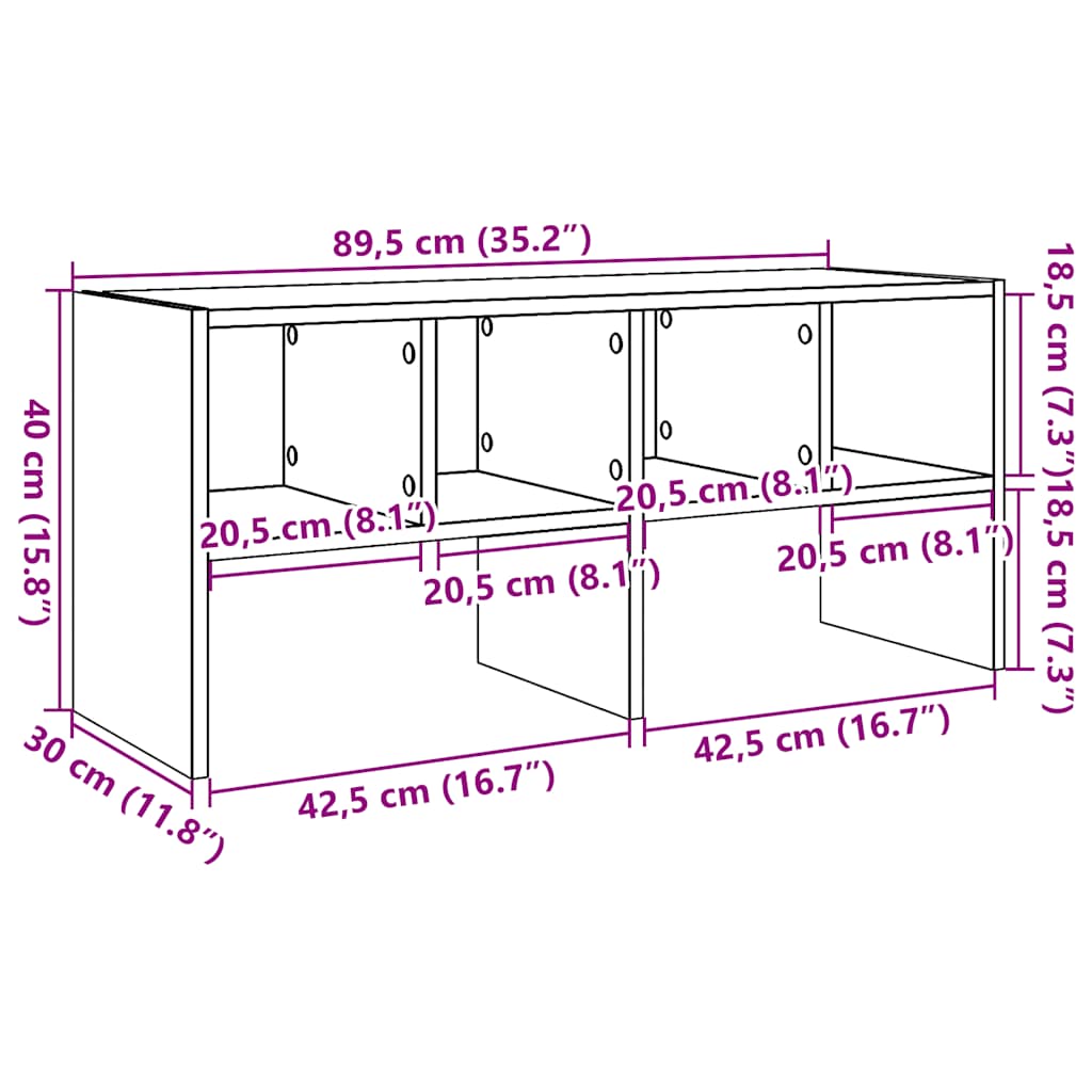 Shoe Rack Stackable Concrete Grey 89,5x30x40 cm