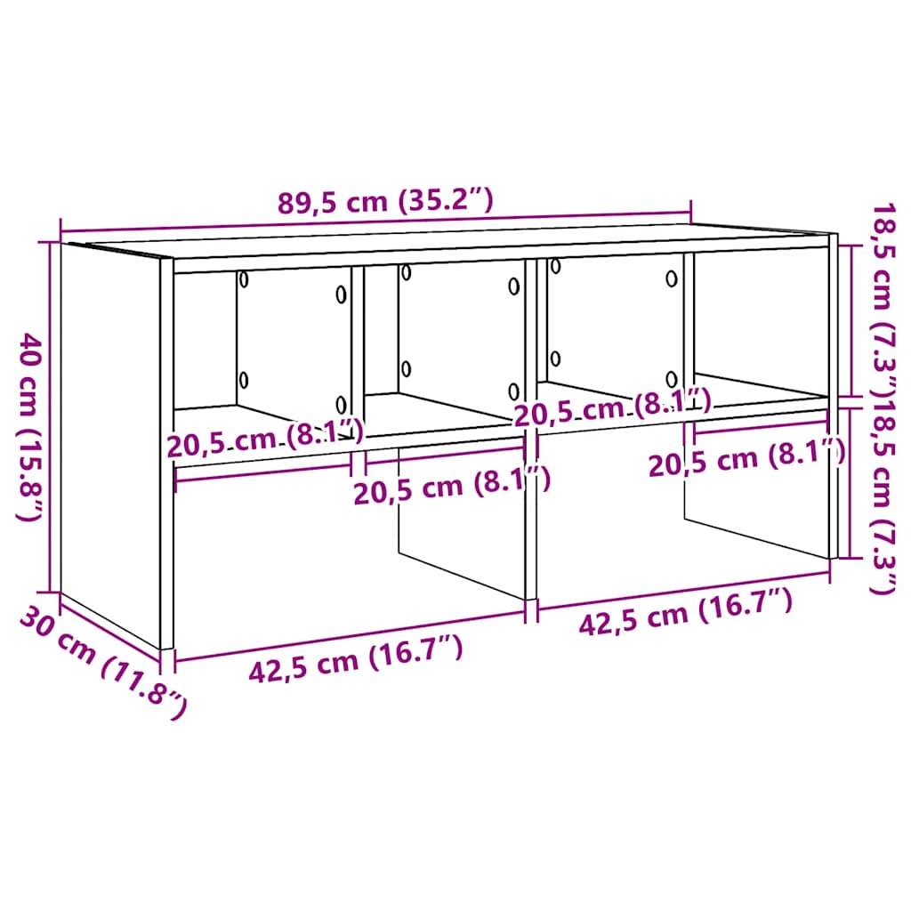 Shoe Rack Stackable Old Wood 89,5x30x40 cm