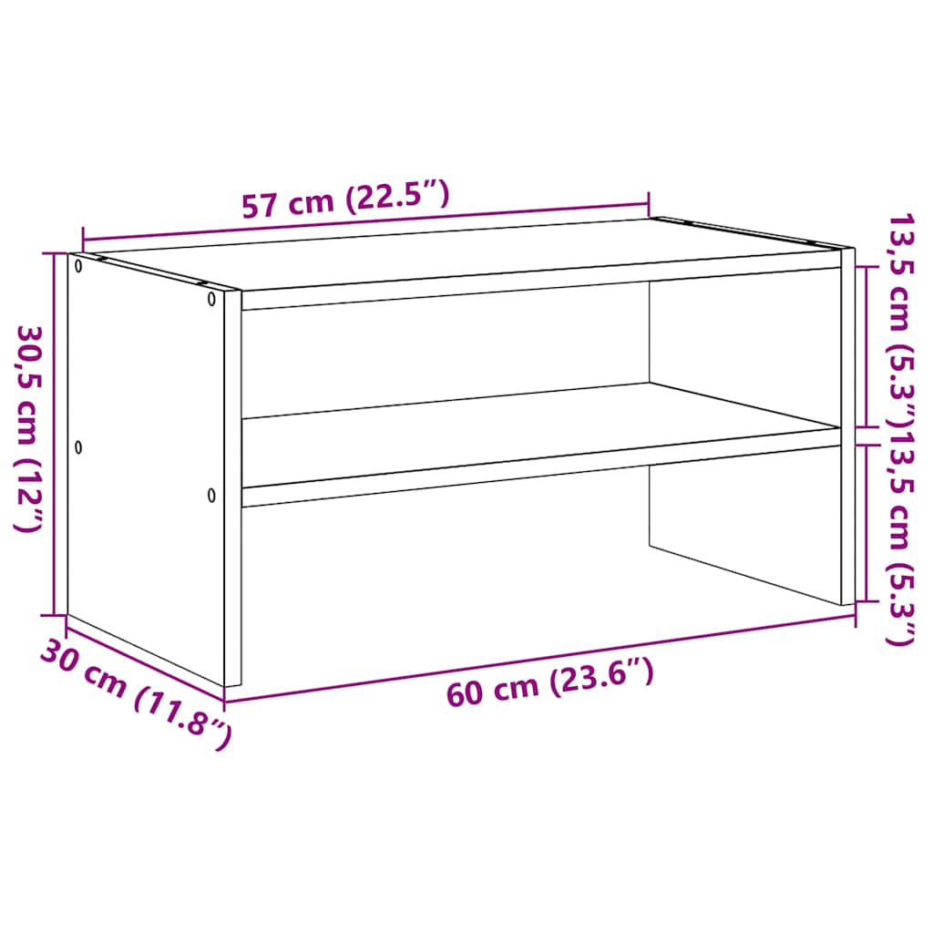 Shoe Rack Stackable Concrete Grey 60x30x30,5 cm