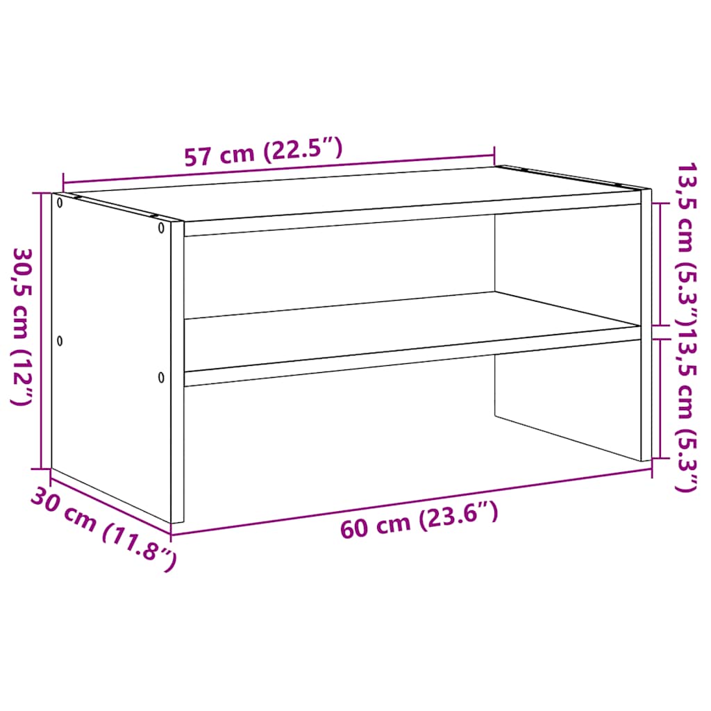 Shoe Rack Stackable Grey Sonoma 60x30x30,5 cm