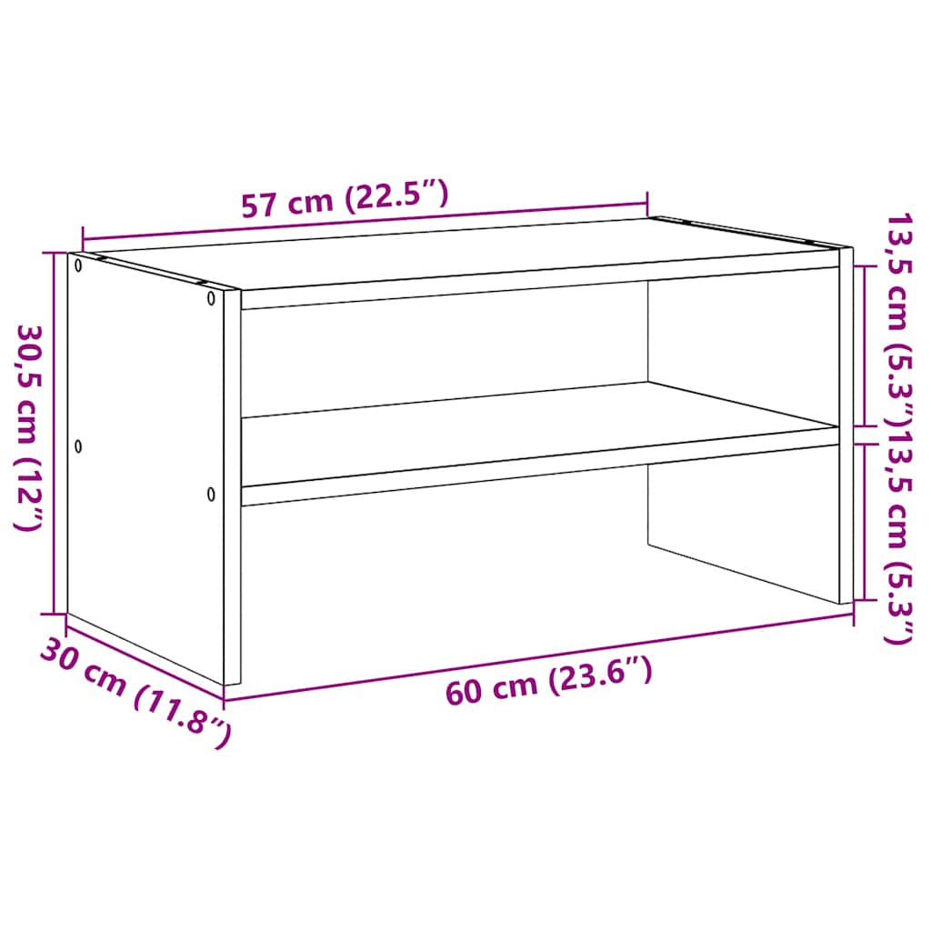 Shoe Rack Stackable Artisan Oak 60x30x30,5 cm