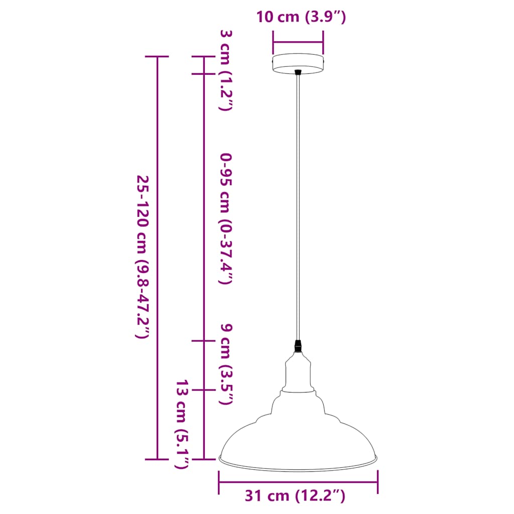 Pendant Lamp Height Adjustable E27 Gloss White Ø 31 cm Metal