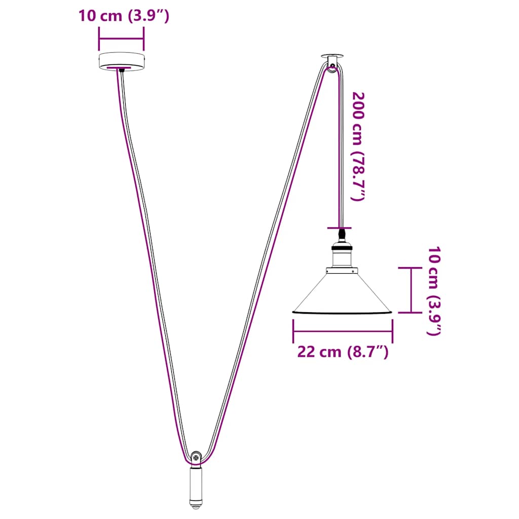 Pendant Lamp Height Adjustable E27 Gloss Yellow Ø 22 cm Metal