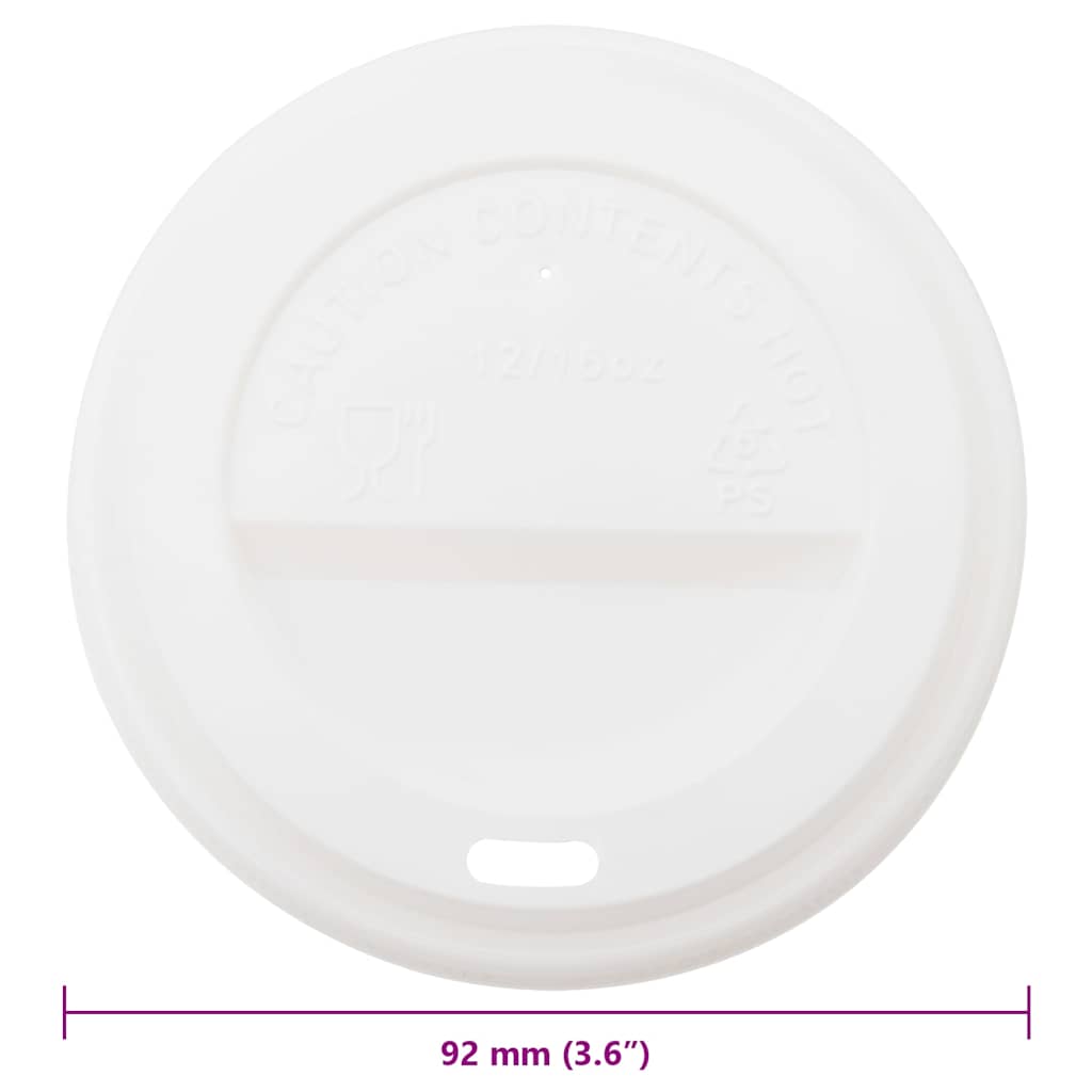 Paper Coffee Cup Lids Ø90 mm 12oz&16oz 1000 pcs White Plastic