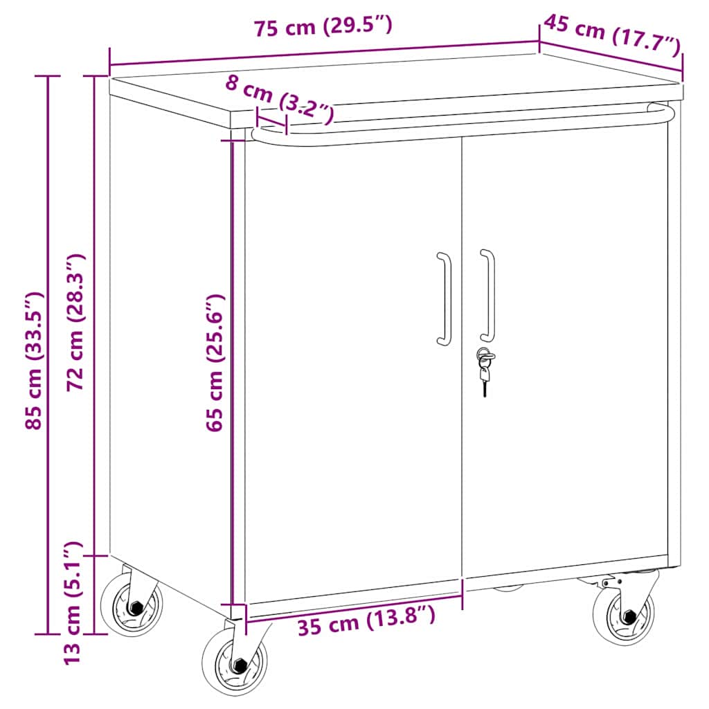 Workshop Bench with Shelf Black and Grey 75 x 45 x 85 cm