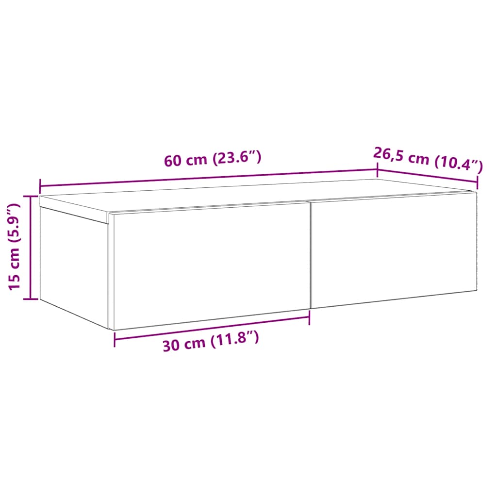 Wall Shelf with Drawers White 60x26,5x15 cm Engineered Wood