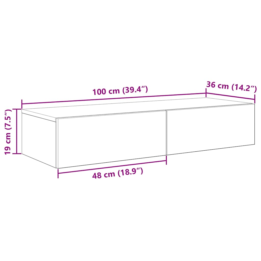 Wall Shelf with Drawers Artisian Oak 100x36x19 cm Engineered Wood
