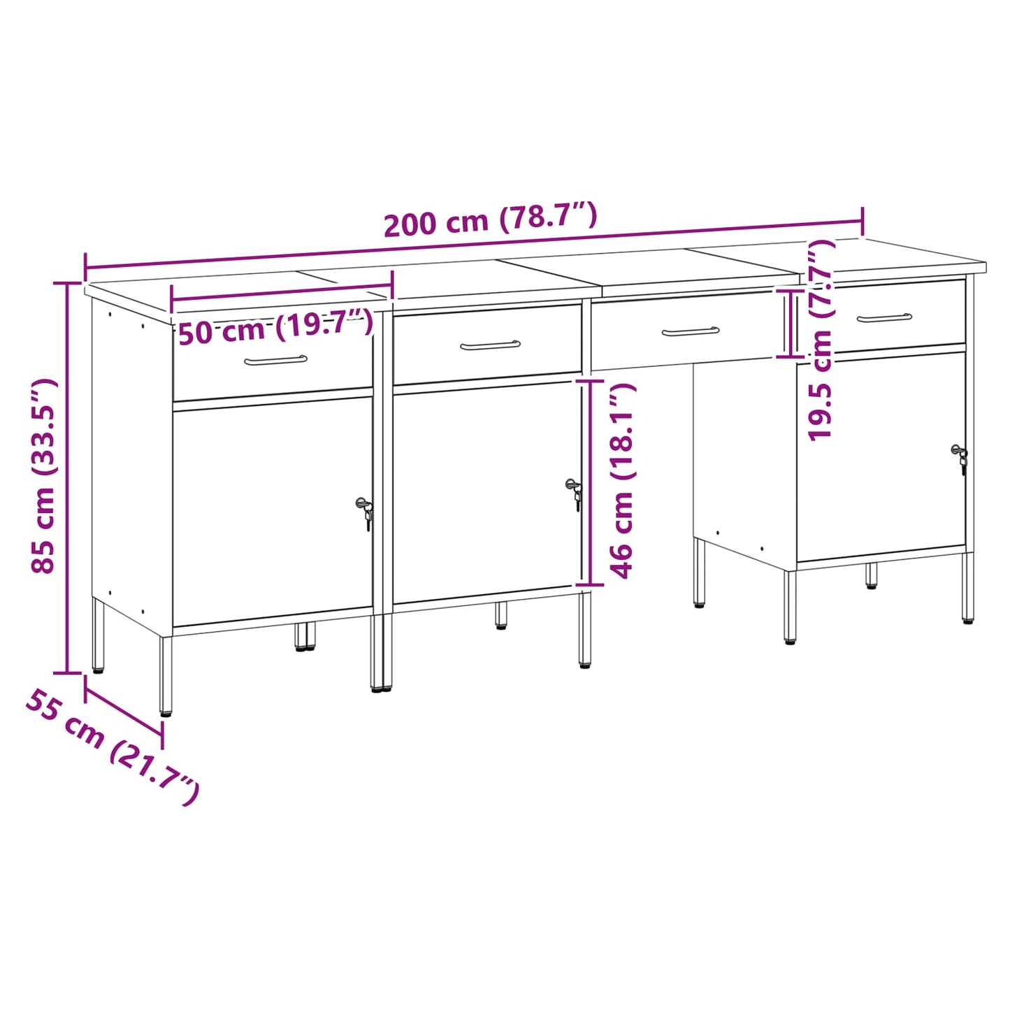 Work Cabinet with Drawer 4 pcs Red Engineered Wood and Steel