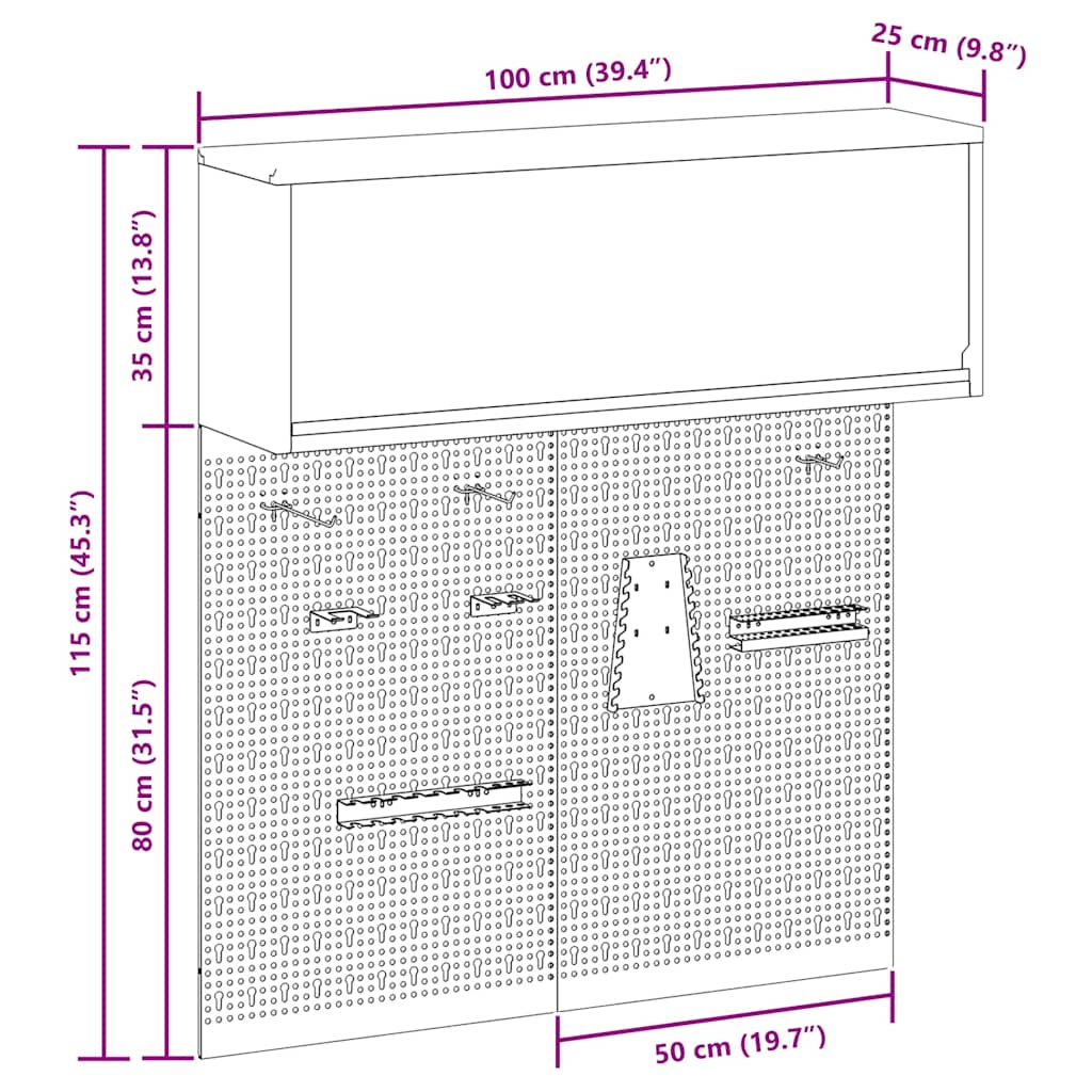 Tool Cabinet Set with Shelf 3 pcs Red Powder-Coated Steel