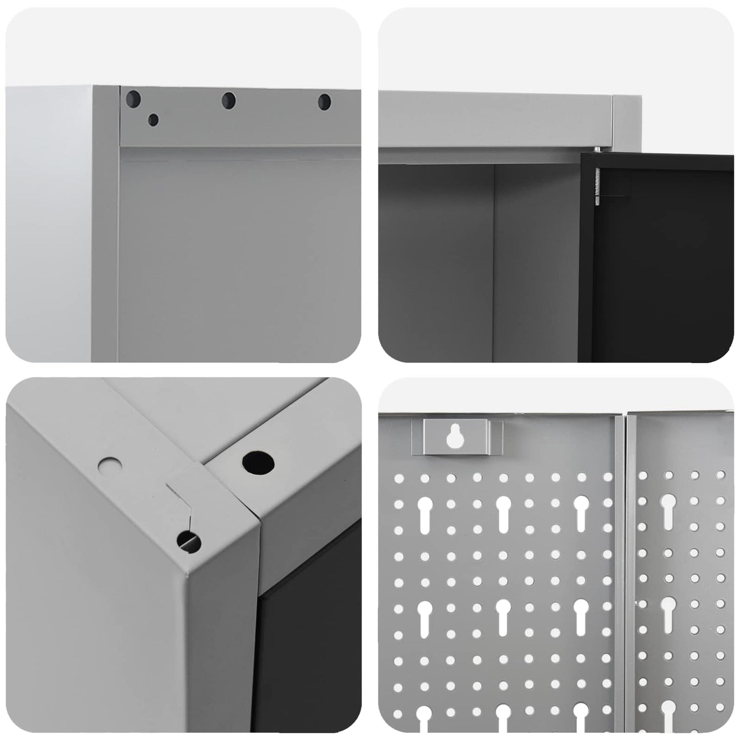 Work Cabinet with Drawer 5 pcs Black Engineered Wood and Steel