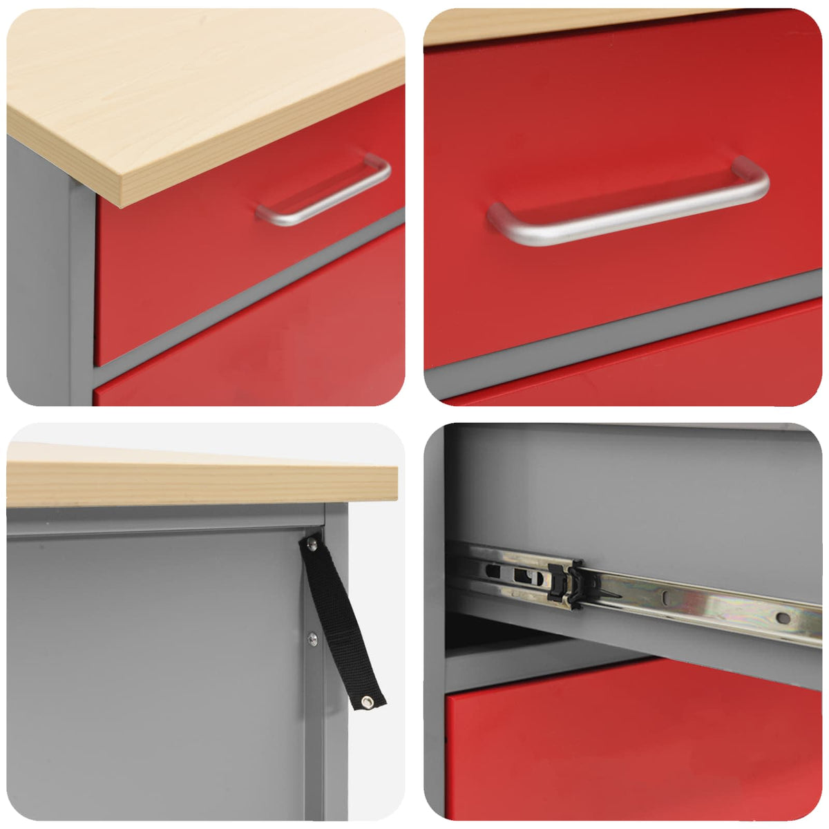 Work Cabinet Set with Drawer with Shelf with Storage 5 pcs Red
