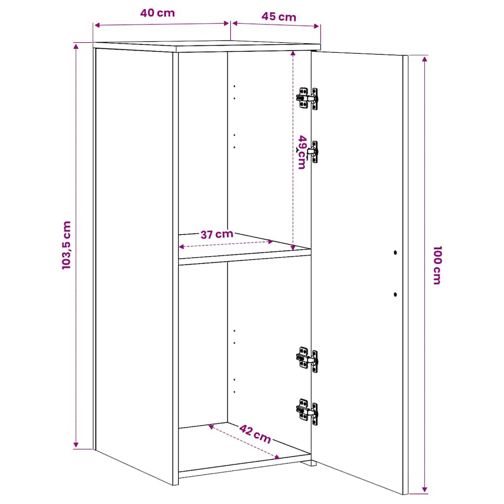 Storage Cabinet Artisan Oak 40x45x103,5 cm Engineered Wood