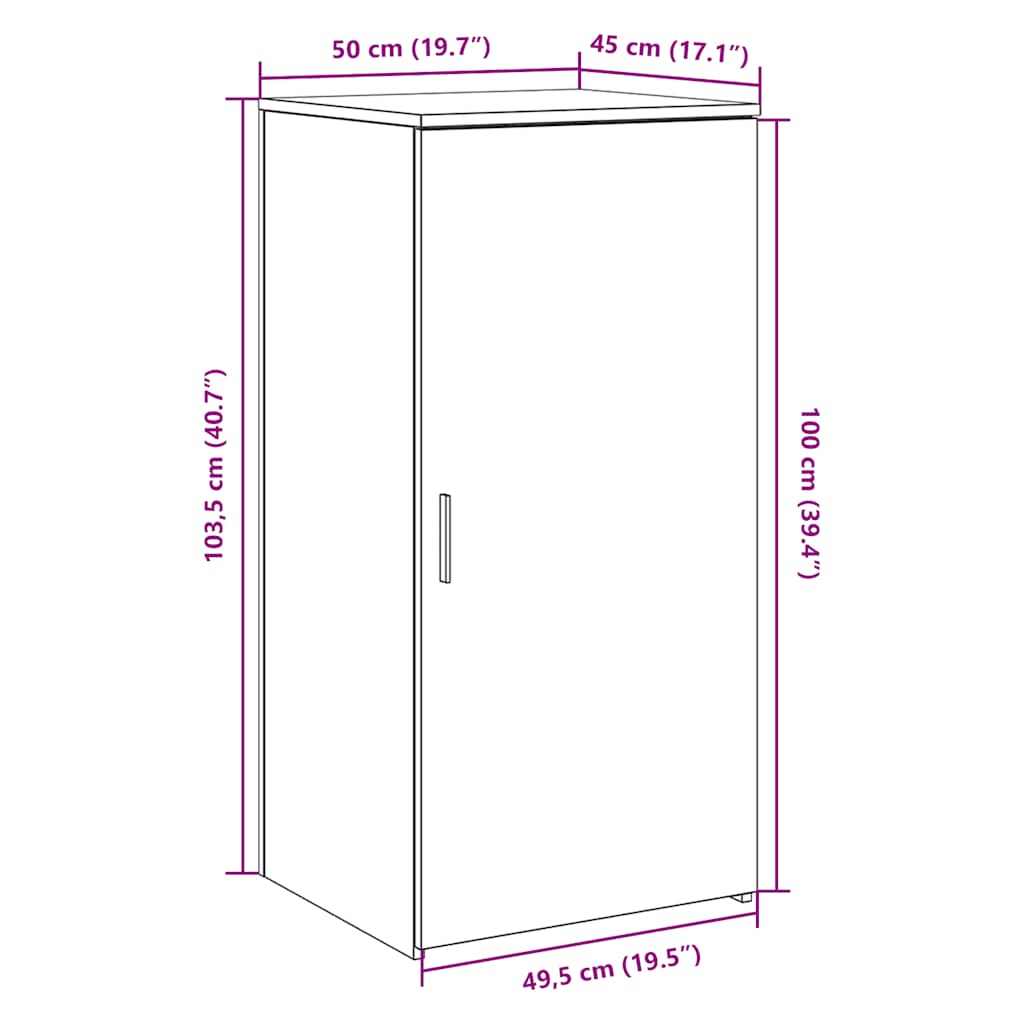 Storage Cabinet White 50x45x103,5 cm Engineered Wood