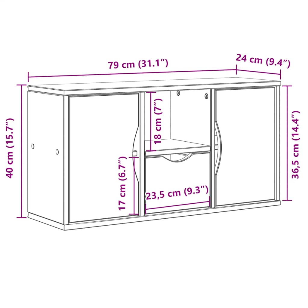 TV Cabinet with Drawer “ODDA” 79x24x40 cm Solid Wood Pine
