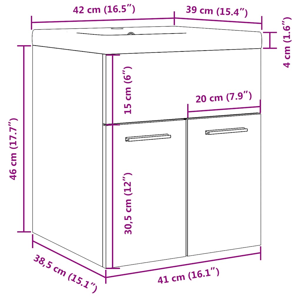 2 Piece Bathroom Furniture Set Concrete Grey Engineered Wood