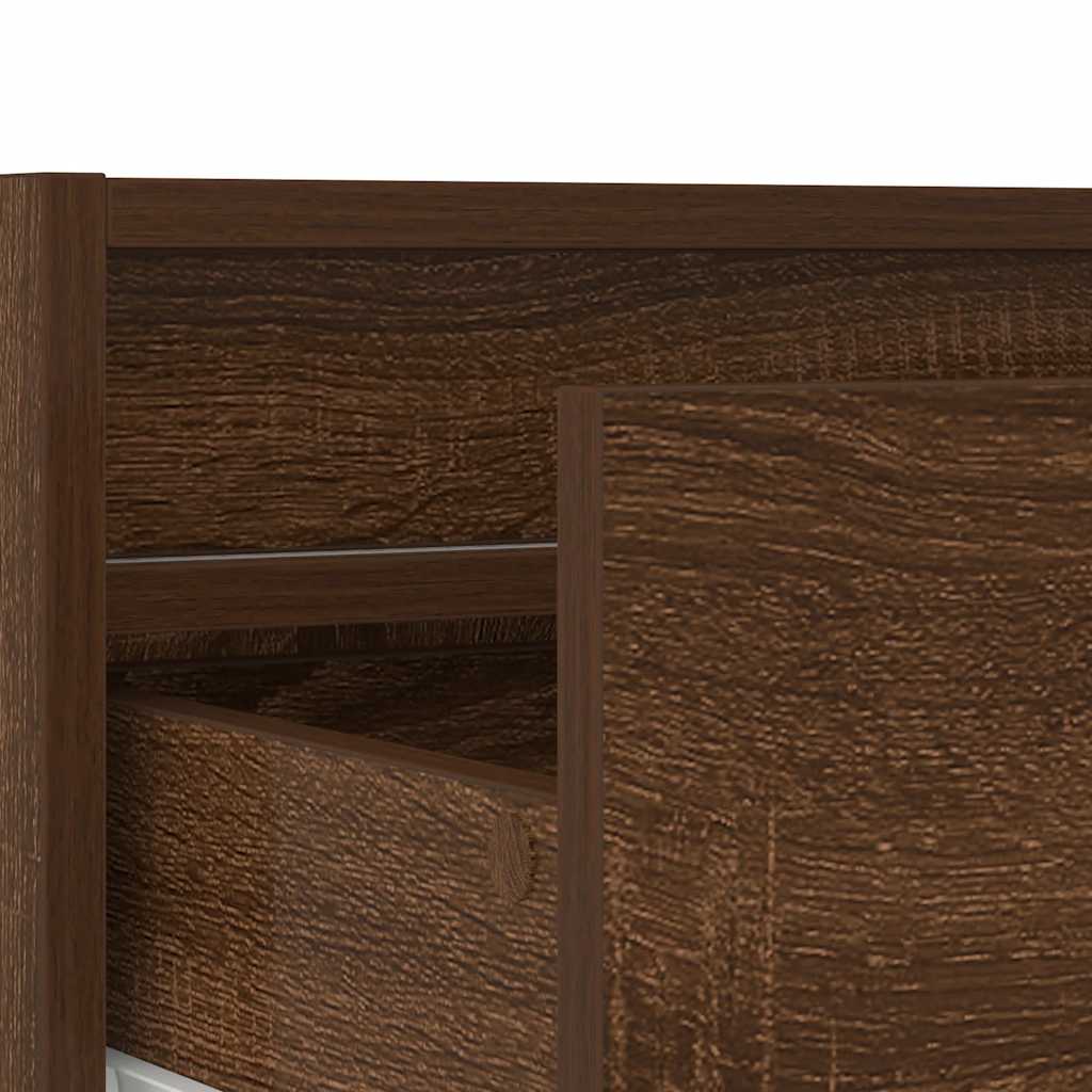 TV Cabinet with LED Lights Brown Oak 75x35,5x25 cm