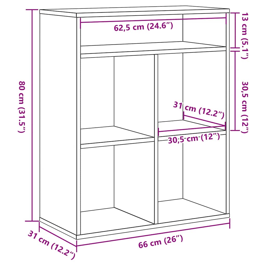 Book Cabinet Artisan Oak 66x31x80 cm Engineered Wood