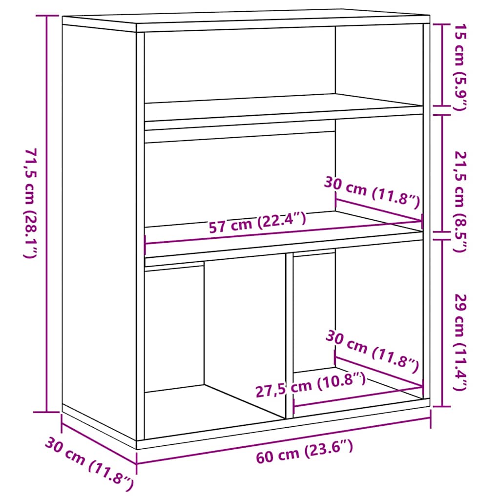 Book Cabinet Grey Sonoma 60x30x71,5 cm Engineered Wood