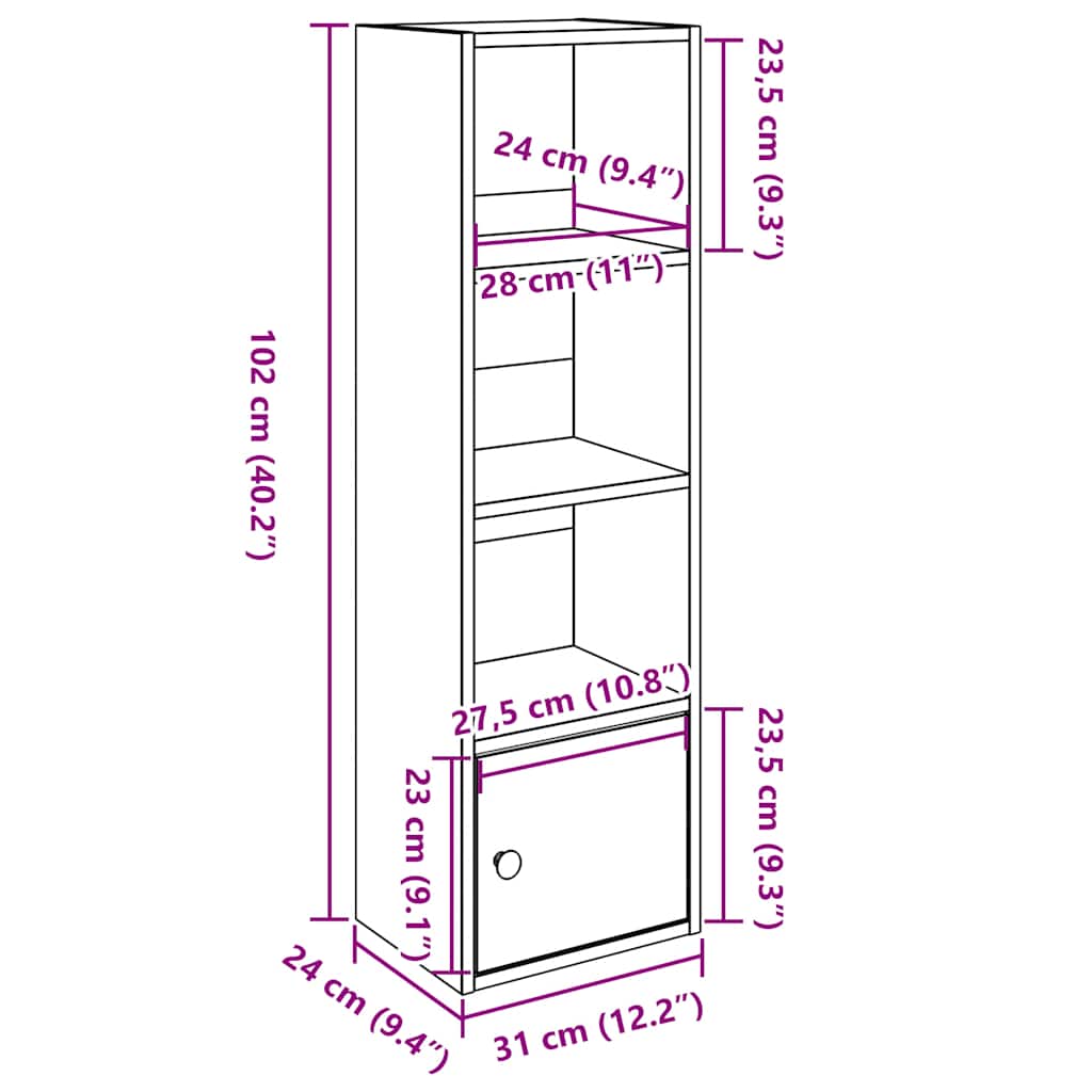 Bookcase Old Wood 31x24x102 cm Engineered Wood