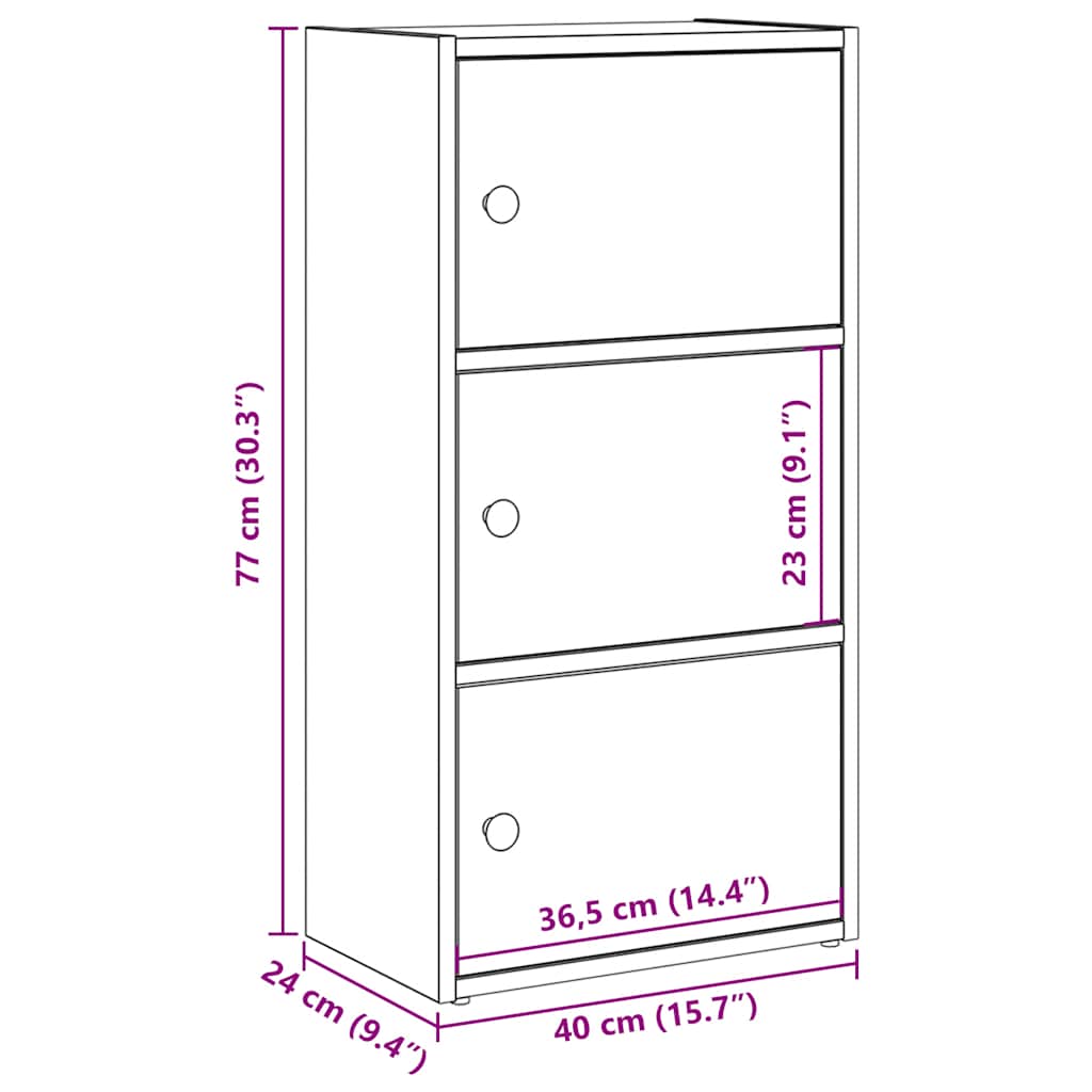 Bookcase Grey Sonoma 40x24x77 cm Engineered Wood