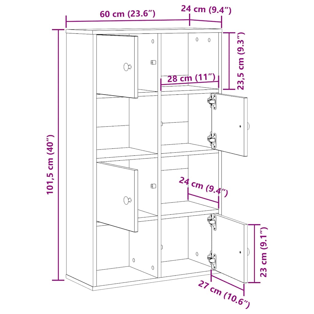 Bookcase Old Wood 60x24x101,5 cm Engineered Wood