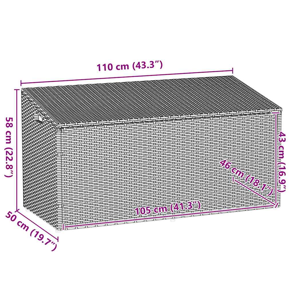 Garden Storage Box Brown 110x50x58 cm Poly Rattan