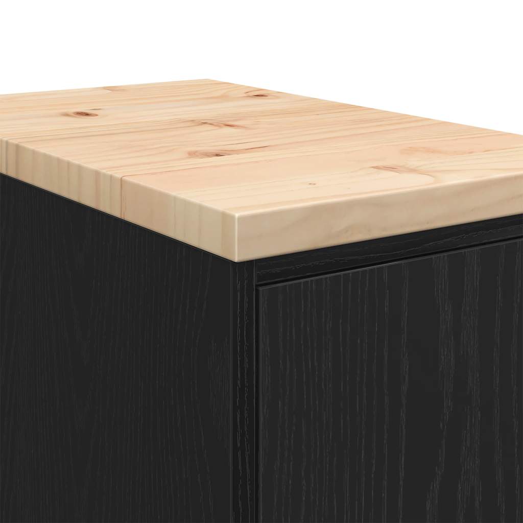 Garage Storage Cabinet Black 30x51x85 cm Solid Wood Pine