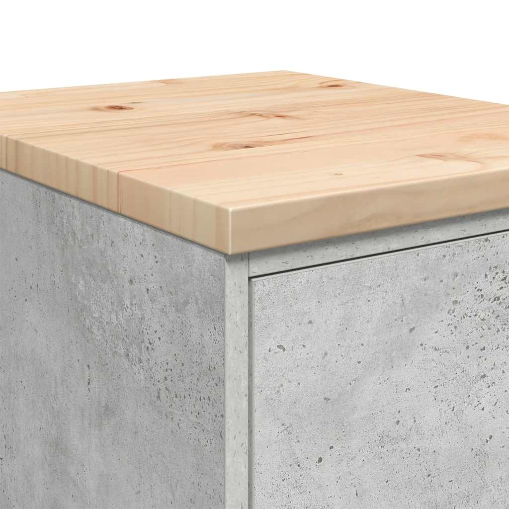 Garage Storage Cabinet Concrete Grey 40x51x85 cm Solid Wood Pine