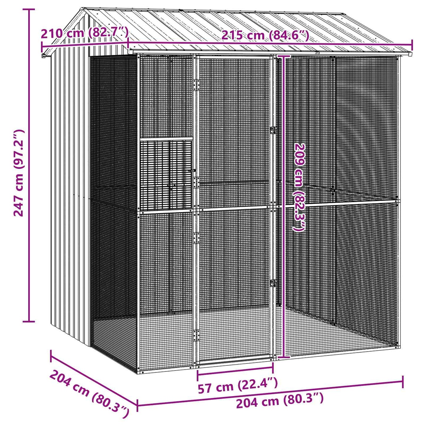 Bird Cage Anthracite 215 x 210 x 247 cm Galvanised Steel
