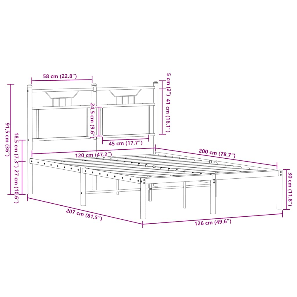 Bed Frame without Mattress Sonoma Oak 120x200 cm Engineered Wood