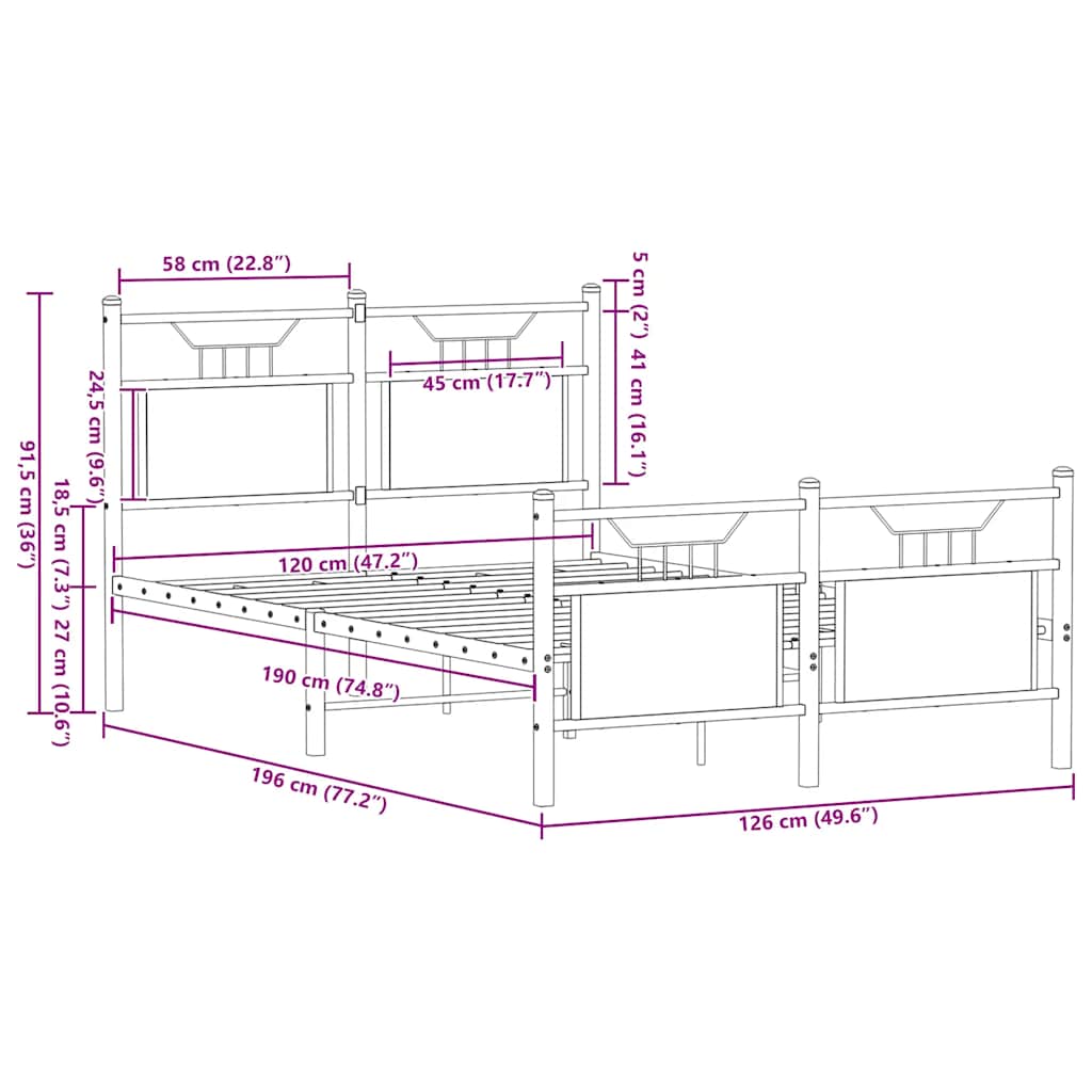 Bed Frame without Mattress Sonoma Oak 120x190 cm Small Double Engineered Wood