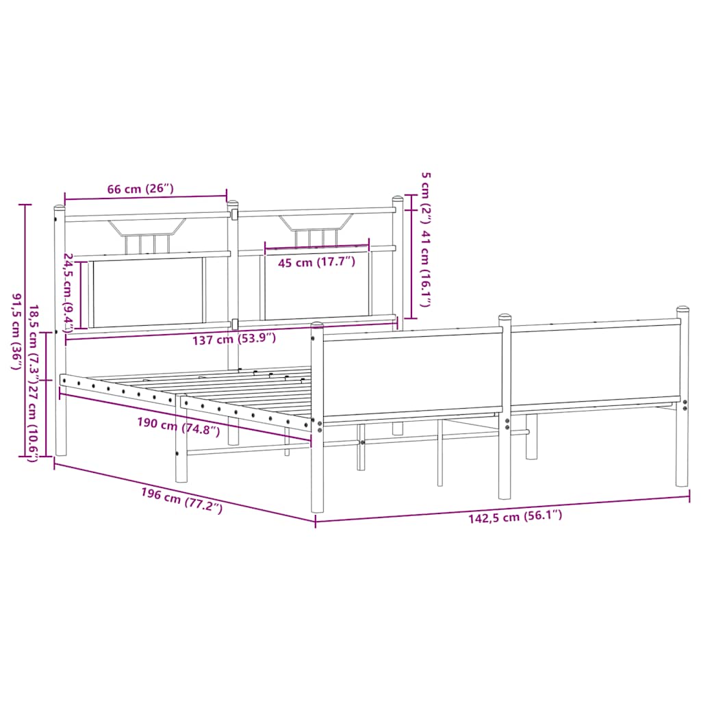 Bed Frame without Mattress Smoked Oak 137x190 cm Engineered Wood