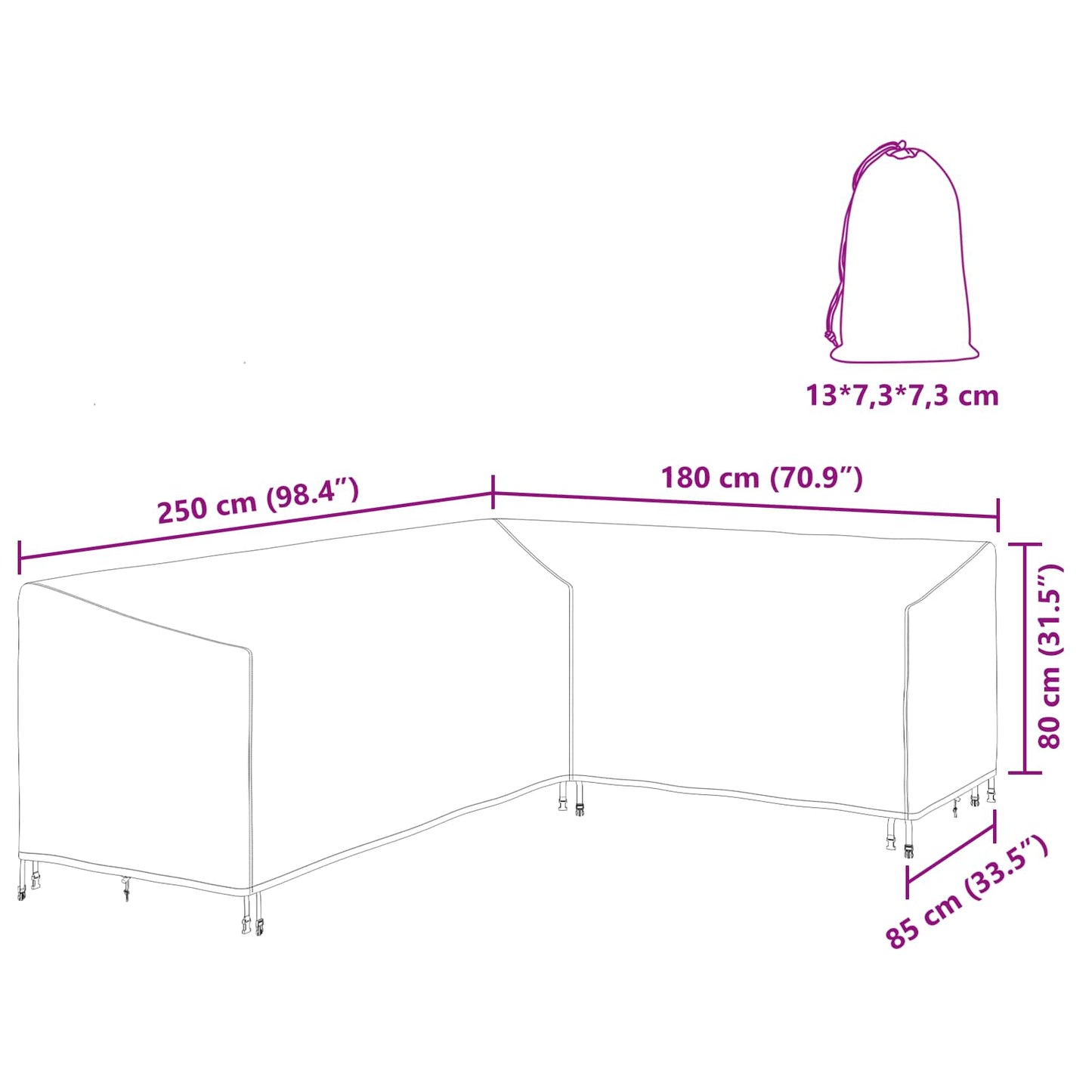 Furniture Cover Black 250 x 180 x 80 cm 210D Oxford Fbric