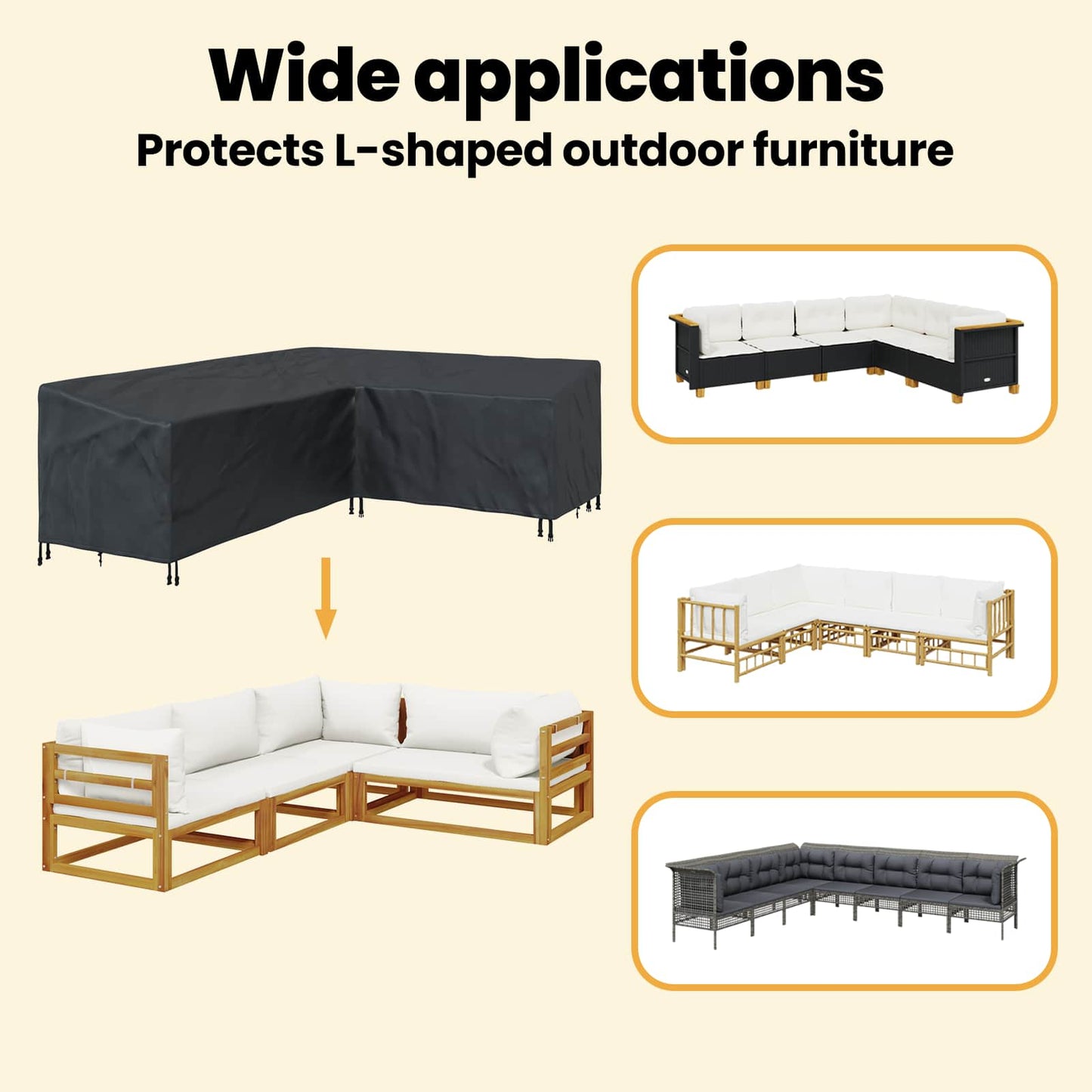 Furniture Cover Black 260 x 210 x 80 cm 210D Oxford Fbric