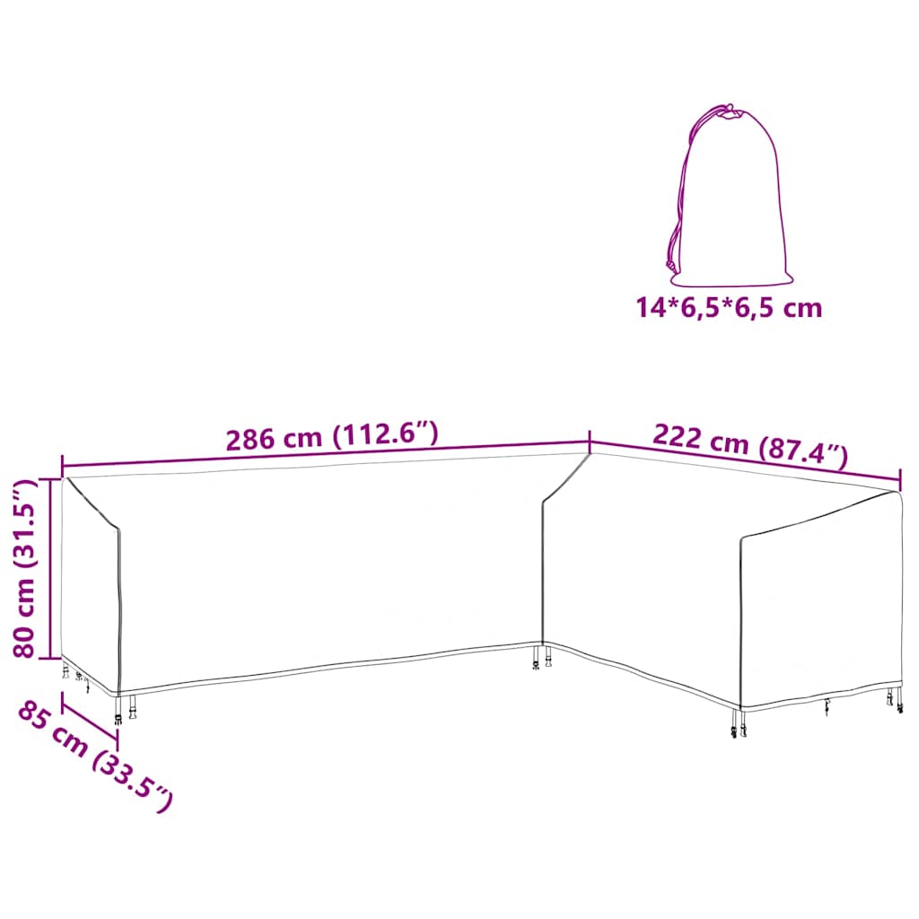 Furniture Cover Black 286 x 222 x 80 cm 210D Oxford Fabric