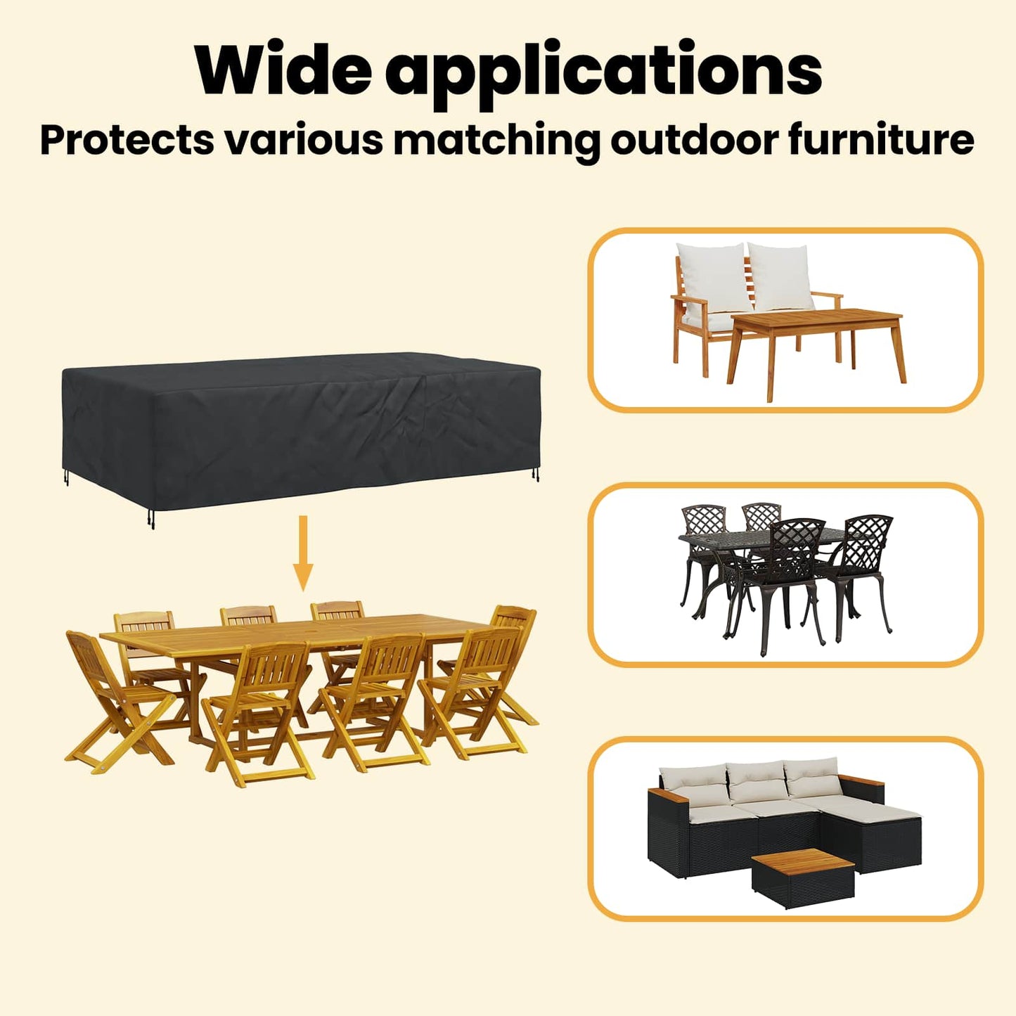 Furniture Cover Plain Black 315 x 180 x 74 cm 600D