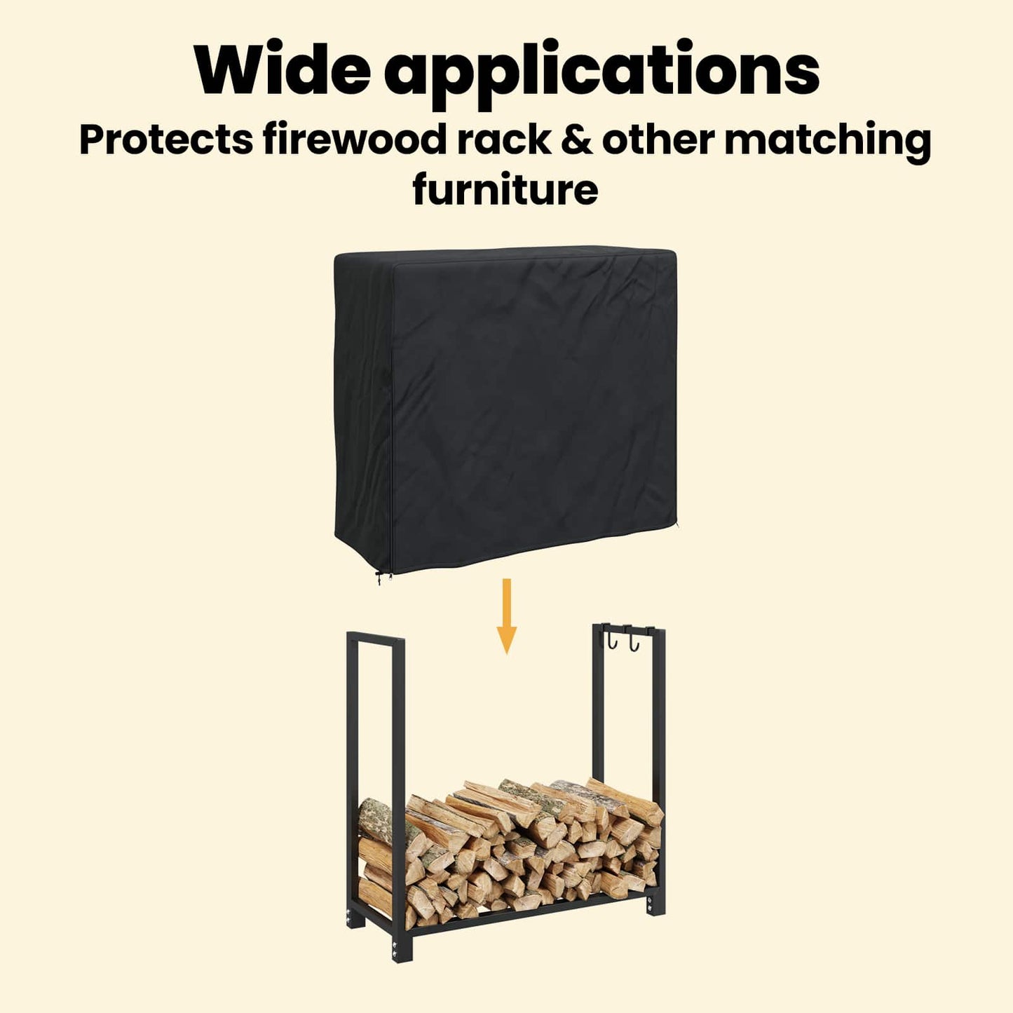 Firewood Rack Cover Black 61 x 122 x 106 cm 420D Oxford fabric