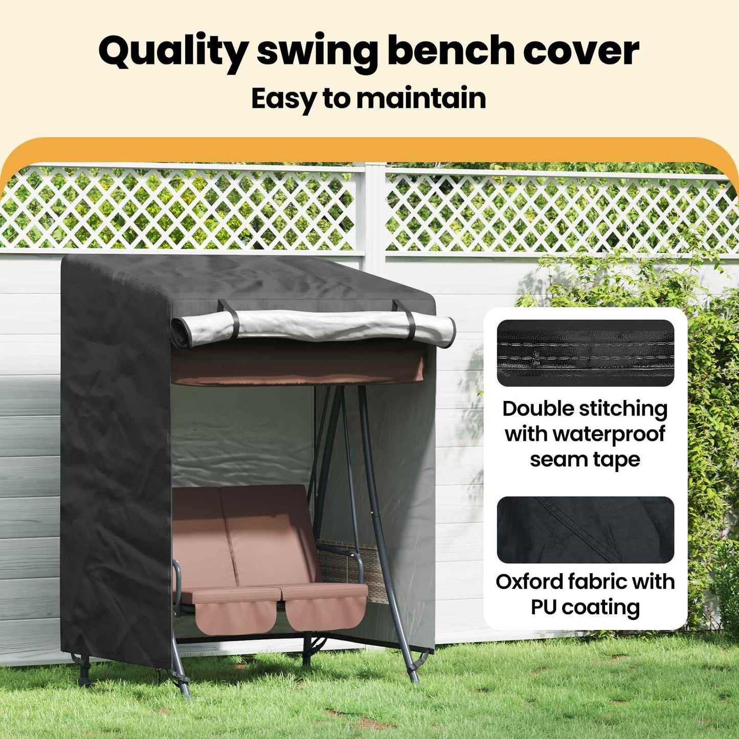 Outdoor Swing Cover Black 120 x 90 x 155 cm 600D Oxford Fbric